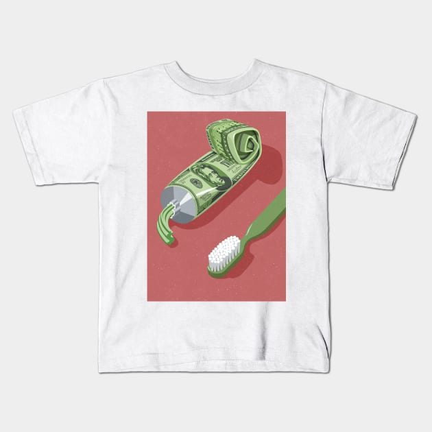 Tooth Paste Kids T-Shirt by John Holcroft